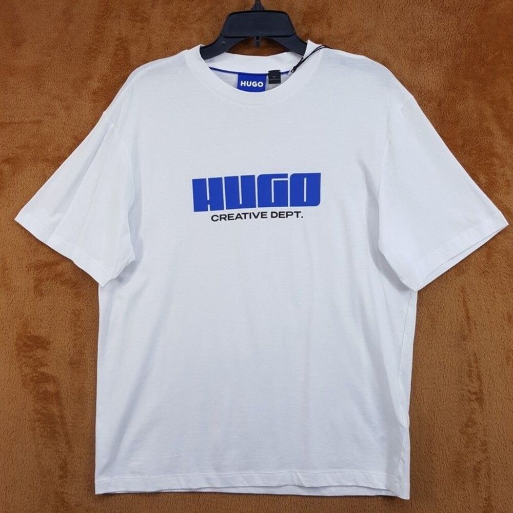HUGO BOSS Shirt Mens Small White Pullover Crew Graphic Logo T-Shirt Tee